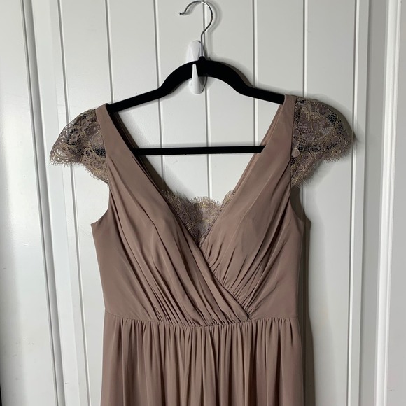 BHLDN Jenny Yoo lace mocha mousse bridesmaid maxi dress size 2 wedding guest - Picture 3 of 9